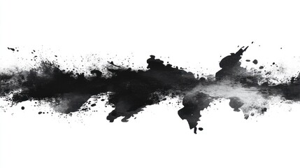 Abstract black ink brush stroke on white background artistic monochrome design element
