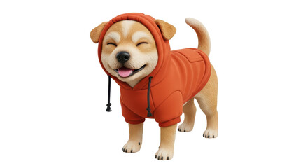 Isolated Dog in Hoodie