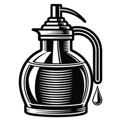 Cartoon Illustration of a Bottle and Pump Dispenser for Liquid Soap or Lotion