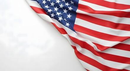 Obraz premium Closeup of the american flag, isolated on white background, showing stars and stripes in detail