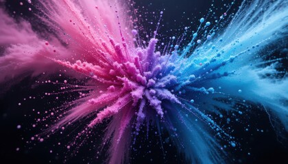 Pink Blue Purple Sand Particles Exploding Over Bold Color Streaks
