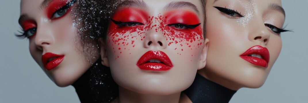 Creative festival makeup showcasing avant-garde styles with bold colors and striking designs