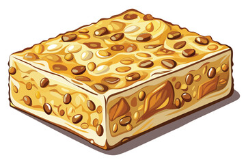 Delicious Stack of Nougat Candy Bars with Almonds and Caramel Topping A Sweet Treat