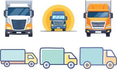 A minimalist and modern vector icon of a truck, symbolizing transportation, delivery, and logistics.