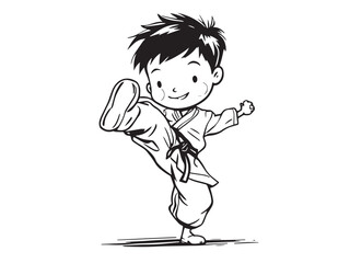 Taekwondo Kid Action Illustration