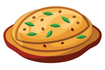 Delicious Stack of Indian Paratha Flatbreads Garnished with Herbs on a Wooden Plate Vector Illustration