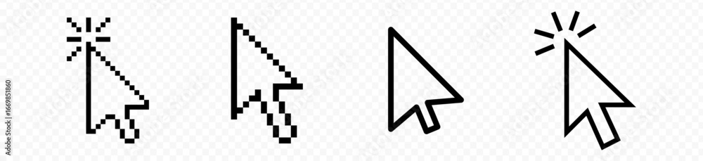 Fototapete computer mouse cursor icons. cursors containing pointer, arrow and hand symbol with pixelated form. 