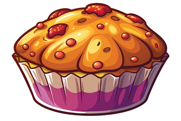 Isometric Cartoon Muffin vector illustration against a white background background 