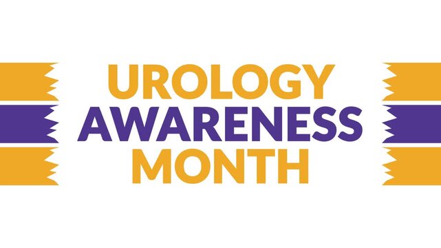 Urology Awareness Month In and Out text from split line animation on a White background.