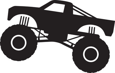 stylized monster truck vector art with oversized wheels elevated suspension ai eps jpeg png automotive icon