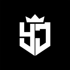 YJ Vector image of a shield with a sharp geometric style and a pointed crown