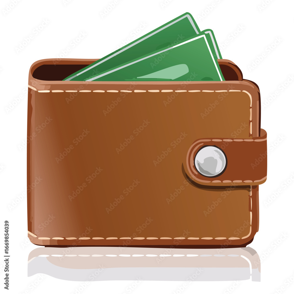 Poster a sleek and professional vector icon of a closed wallet, designed for a variety of digital and print