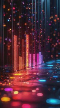 Illuminated Soundscape: Vibrant digital display of sound waves. An abstract, high-tech visual representation.