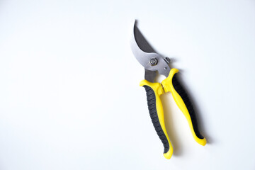 Pruning shears, gardening tool equipment, isolated on white background