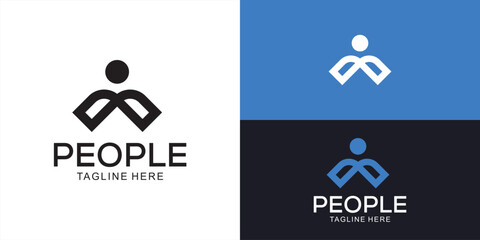 People logo design, Community human people logo design template design element, vector illustration