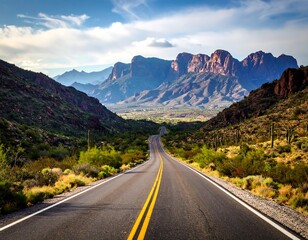 Naklejka premium Scenic highway through desert mountains