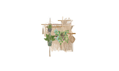 Macrame. Knots and fibers handcrafted macrame projects recent vector beauty designs set