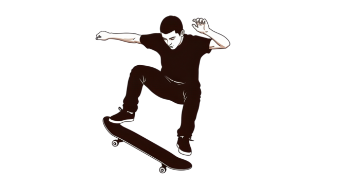 Isolated Skateboarder Silhouette