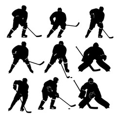 Naklejka premium silhouette of people playing hockey 