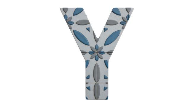 Isolated Letter Y with Floral Pattern - Powered by Adobe