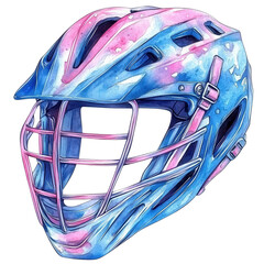 Watercolor illustration of colorful sports helmet with unique design