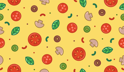 Cute pizza pattern background vector design