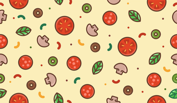 Cute pizza pattern background vector design