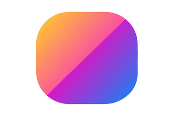 Abstract rounded rectangle shape with a vibrant diagonal gradient transitioning from warm orange and pink to cool purple and blue against a black background
