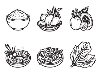 Tahiti Food Minimal Line Drawing