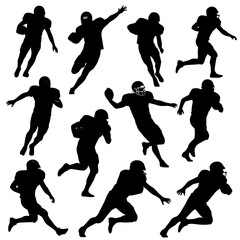 American football player silhouette set vector
