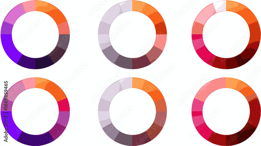 Poster a set of six different colored circles, each with a different shade of pink. the circles are arrange