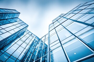 Low angle view of modern glass skyscrapers