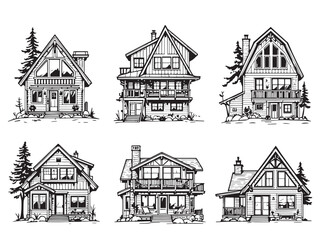 Tahoe Home Minimal Line Drawing