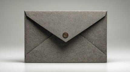 Gray envelope, textured, minimalist, with button closure