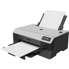 Modern desktop printer with paper sheets isolated