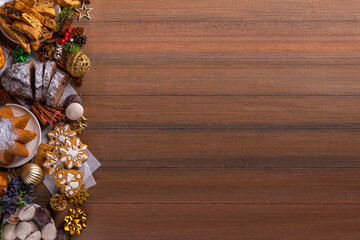 Variety christmas dessert and baked pastry