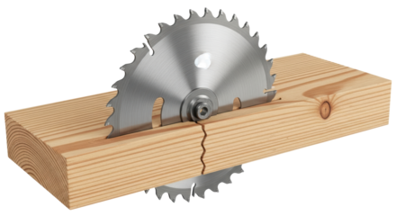 Isolated Circular Saw Cutting Wood