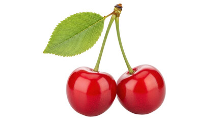 Isolated Pair of Red Cherries