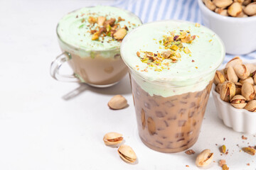 Vegan pistachio milk coffee latte