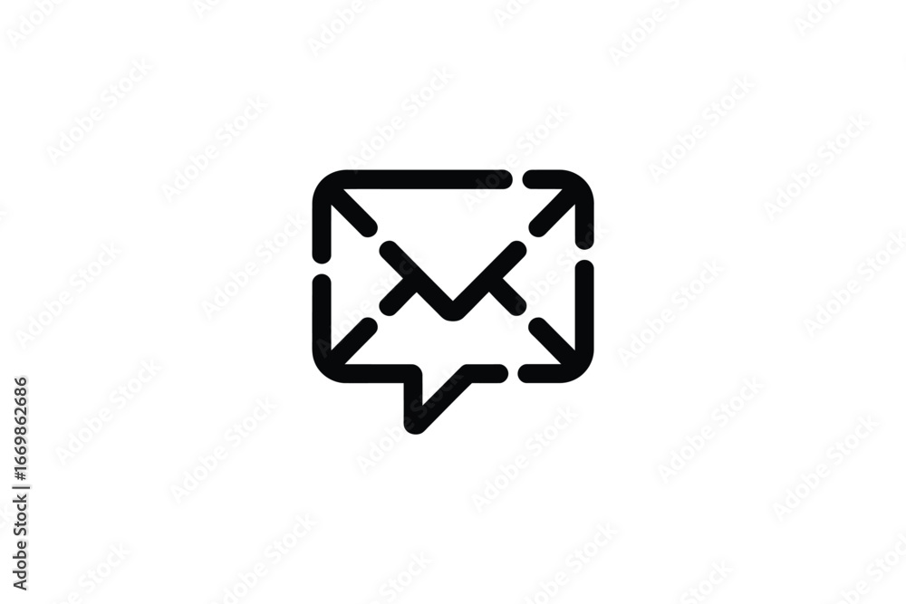 Poster simple outline icon of an envelope inside a speech bubble representing email communication