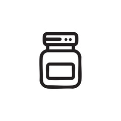 Fototapeta premium A line drawing of a jar with a label.