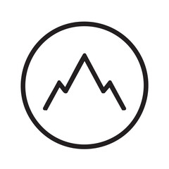  An icon of mountains inside a circle.