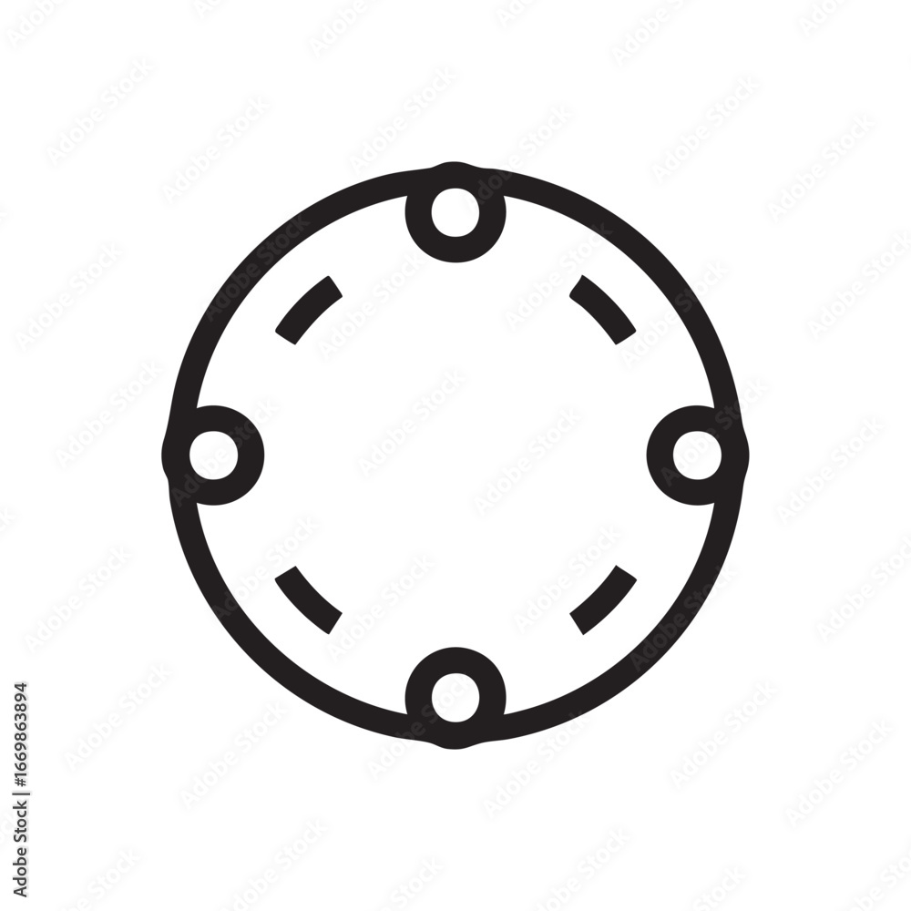 Poster a line drawing of a circular connection point.