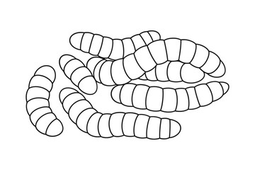 Black and white illustration of a cluster of segmented worms or larvae