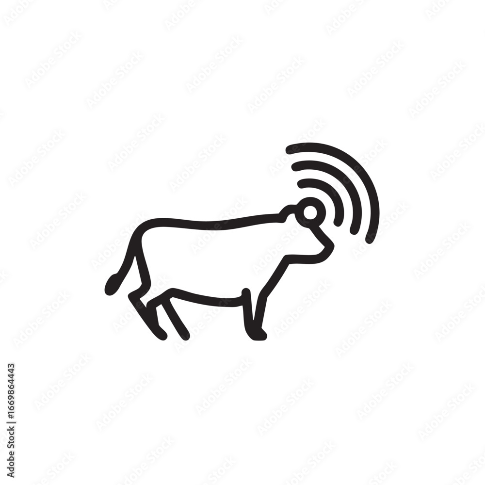 Poster a simple outline of a cow with a tracking device.