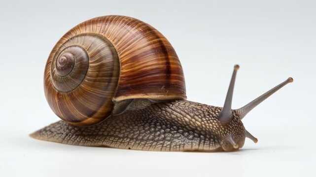 Snail slowly moving across surface