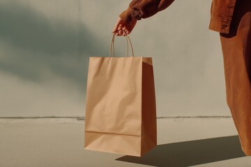 shopping paper bag mockup in a hand