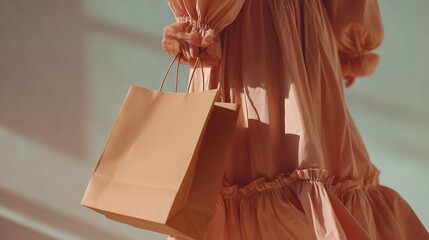 paper bag mockup fashion in woman's hand