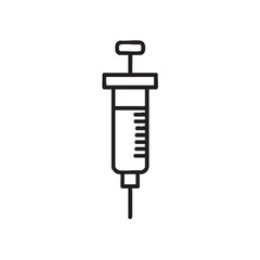 A line drawing of a syringe.