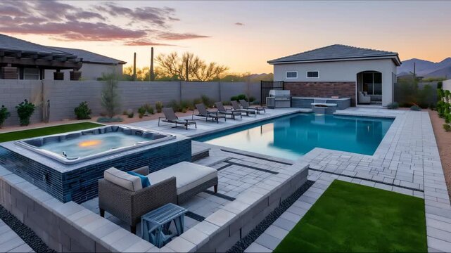 modern luxurious house with swimming pool outdoor